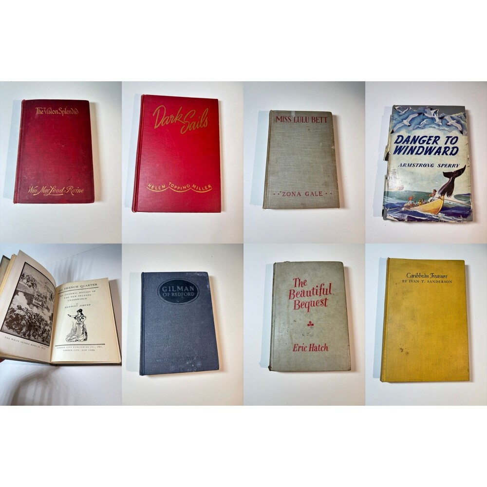 Lot of 8 Vintage Midcentury Books: HC, Fair-Good Condition, Fiction/Nonfiction